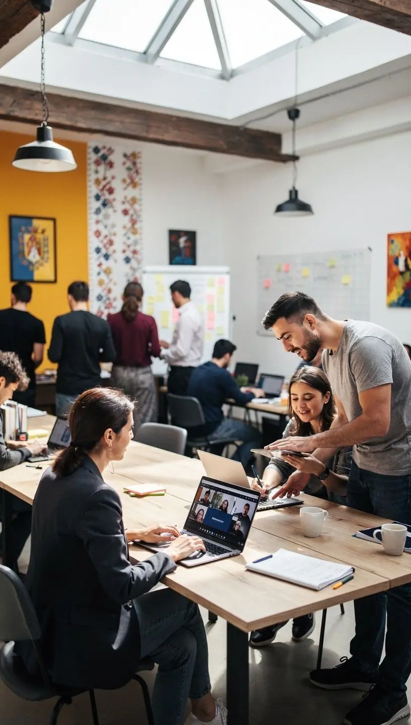 Workshop educațional unde un specialist prezintă strategii de adoptare a tehnologiei pentru profesioniști.